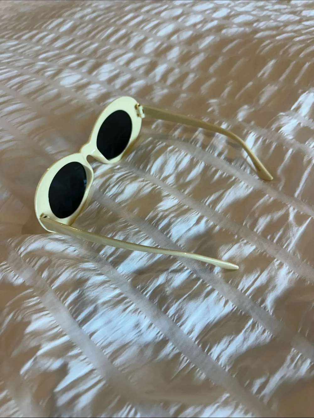 Butter Yellow Oval Retro Sunglasses Frames with Black Lenses